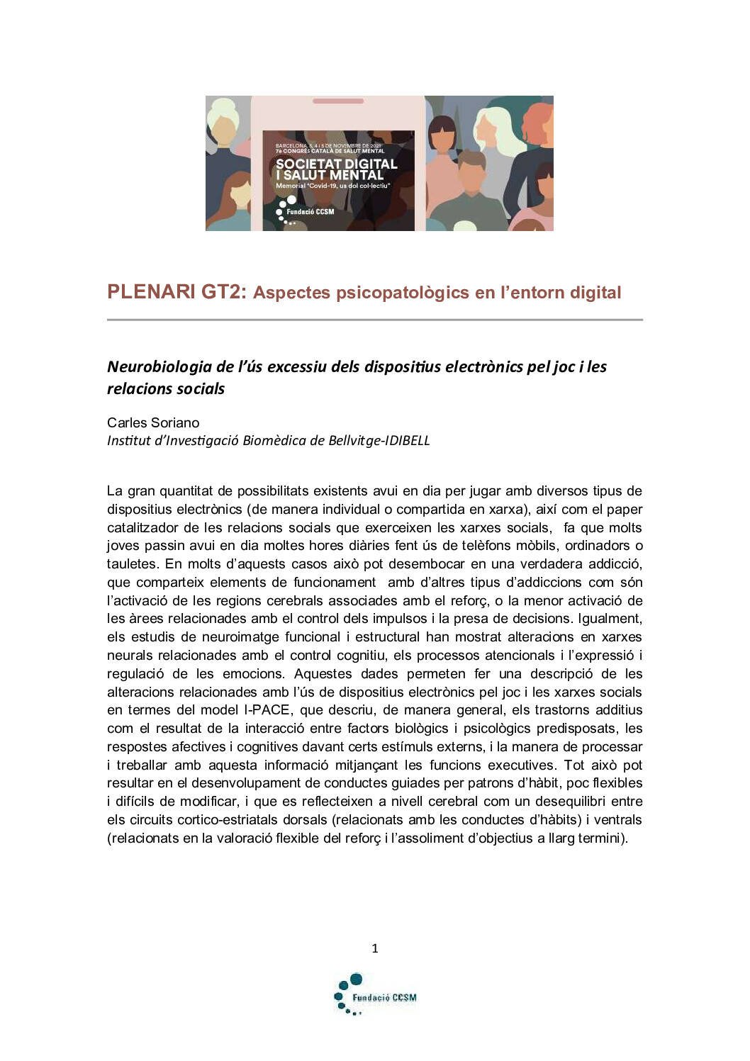 ASPECTES PSICOPATOLÒGICS EN L’ENTORN DIGITAL - Introducció